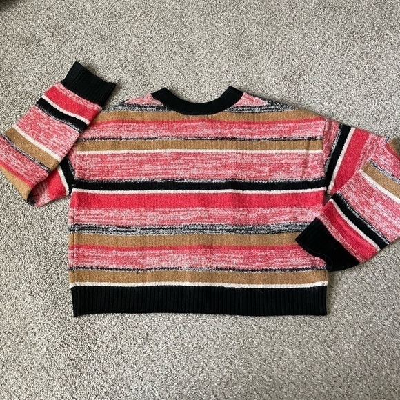 NWT BP. Crop Recycled Blend Knit Cardigan In Black Marl Striped V-Neck Size M - Picture 5 of 8